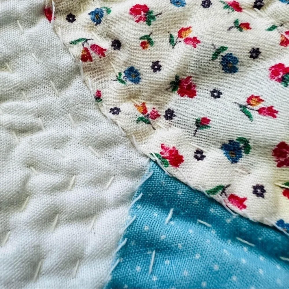 38”x55” Homemade Hand Stitched Cotton Kids Quilt.